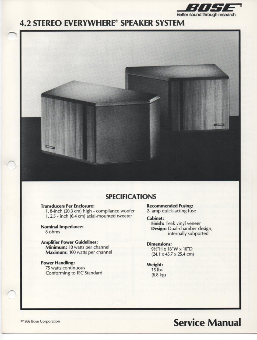 4.2 Stereo Everywhere Speaker System Service Manual