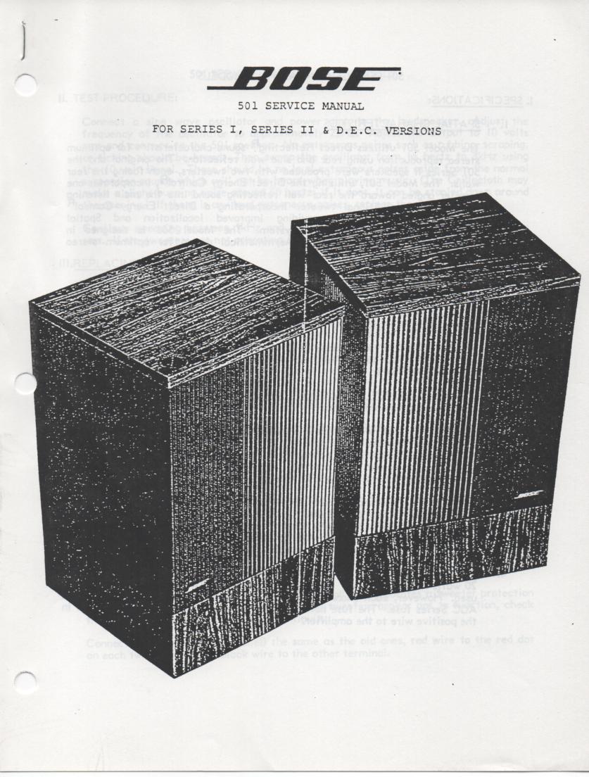 501 Series I II Direct Reflecting Speaker System Service Manual