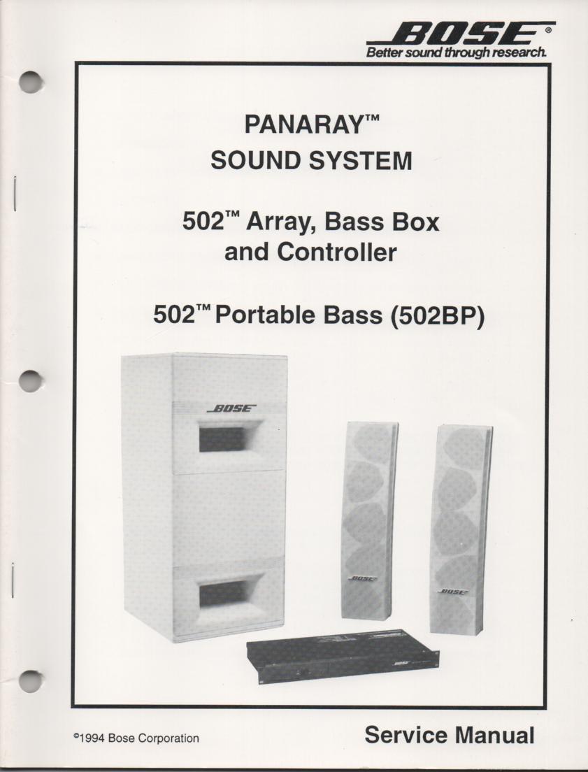 502 Speaker System Service Manual with Equalizer with Equalizer.   comes with 4 foldouts..