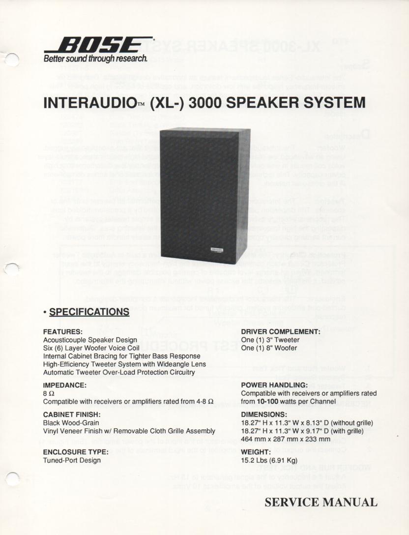 Interaudio XL 3000 Speaker System Service Manual