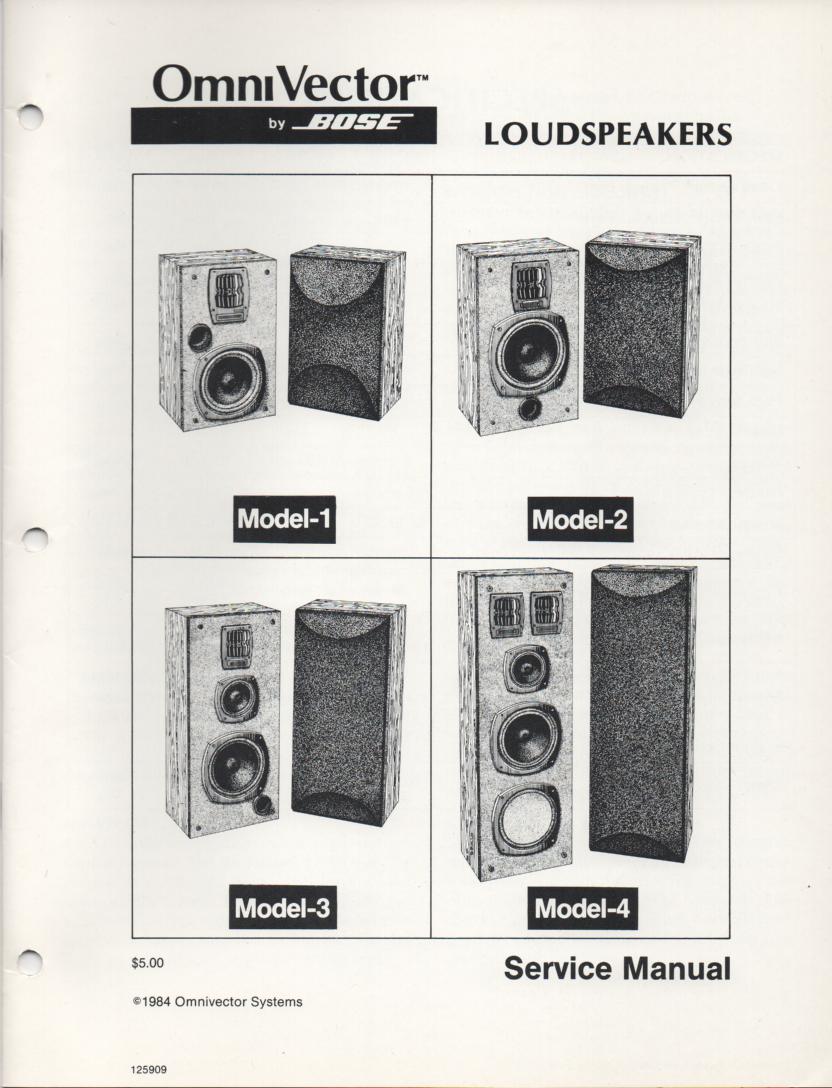 OmniVector Omni VectorModel 1 2 3 4 Speaker System Service Manual