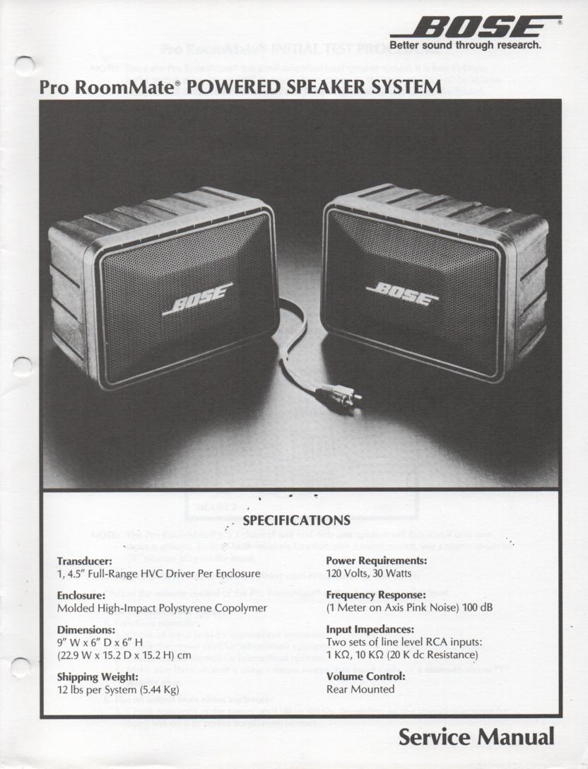 Pro RoomMate Powered Speaker System Service Manual.  contains schematic for the power unit..
