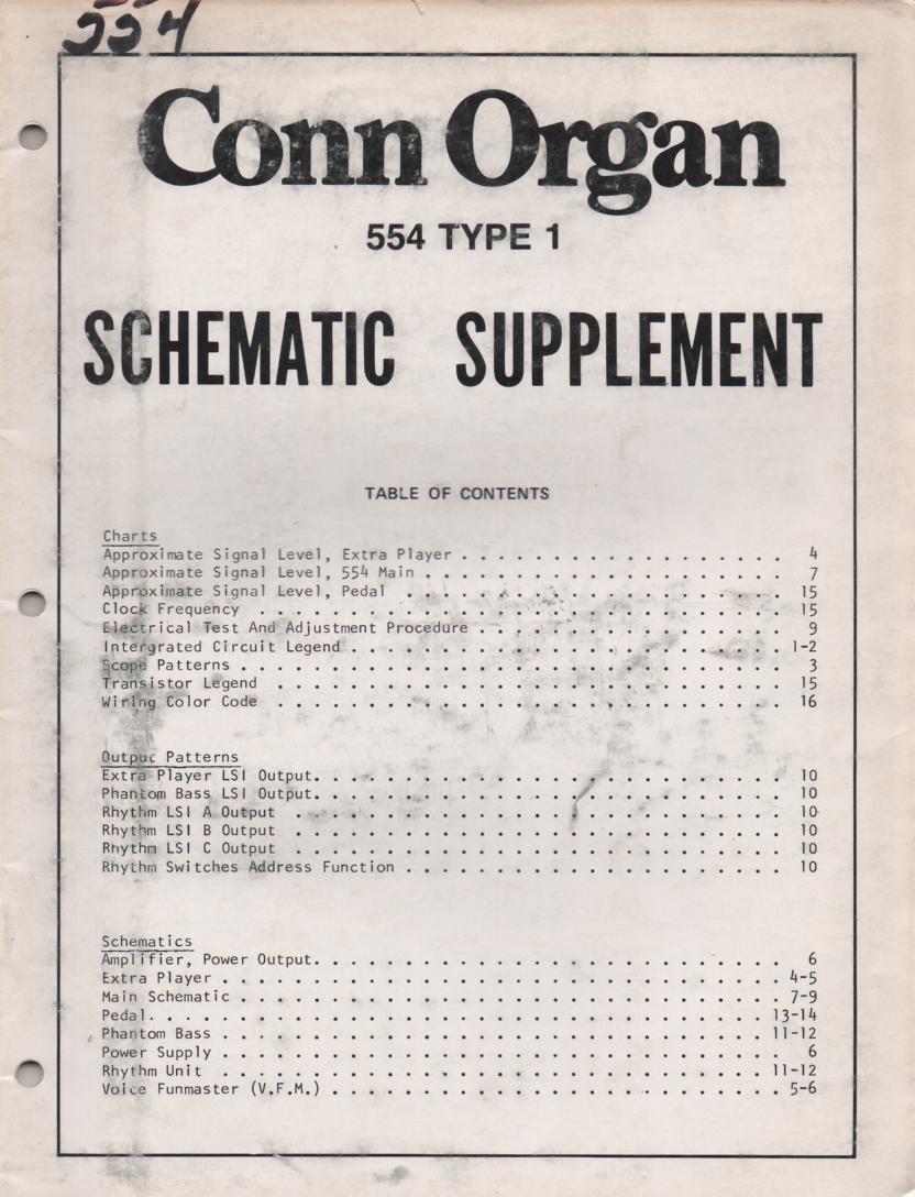 554 Trinidad Type 1 Organ Schematics Supplement Service Manual