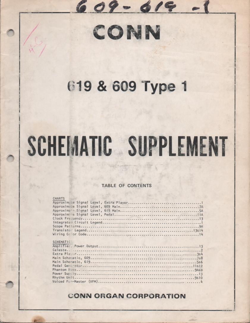 609 619 Rhapsody Organ Service Manual 2 . Schematics supplemental manual..