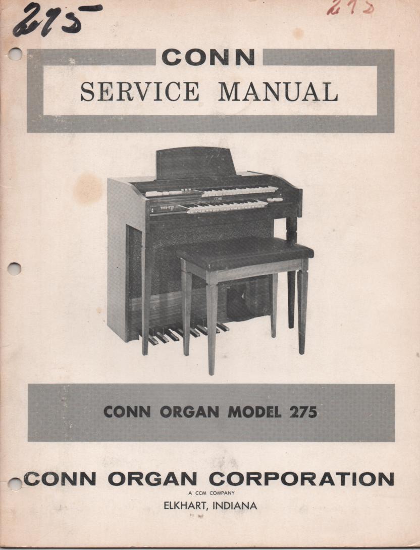 275 Organ Service Manual It contains parts lists schematics and board layouts