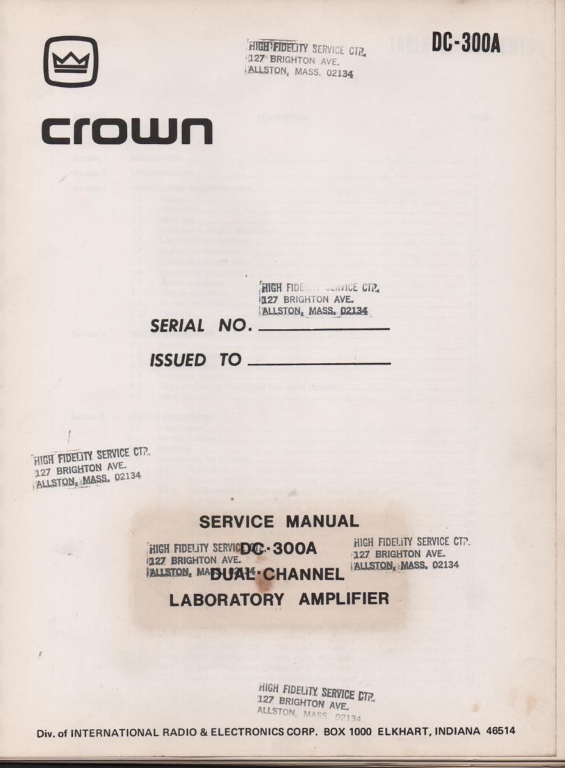 DC-300A Power Amplifier Service Manual 2