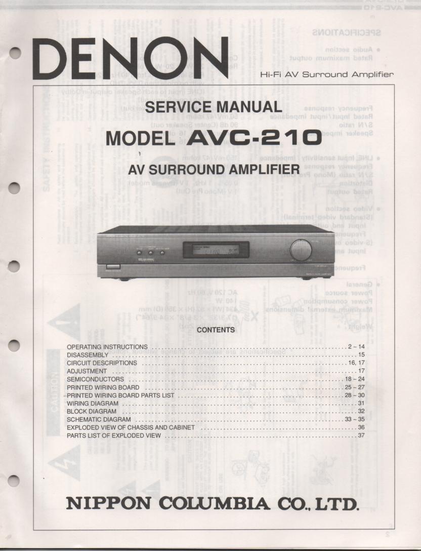 AVC-210 Surround Sound Amplifier Service Manual