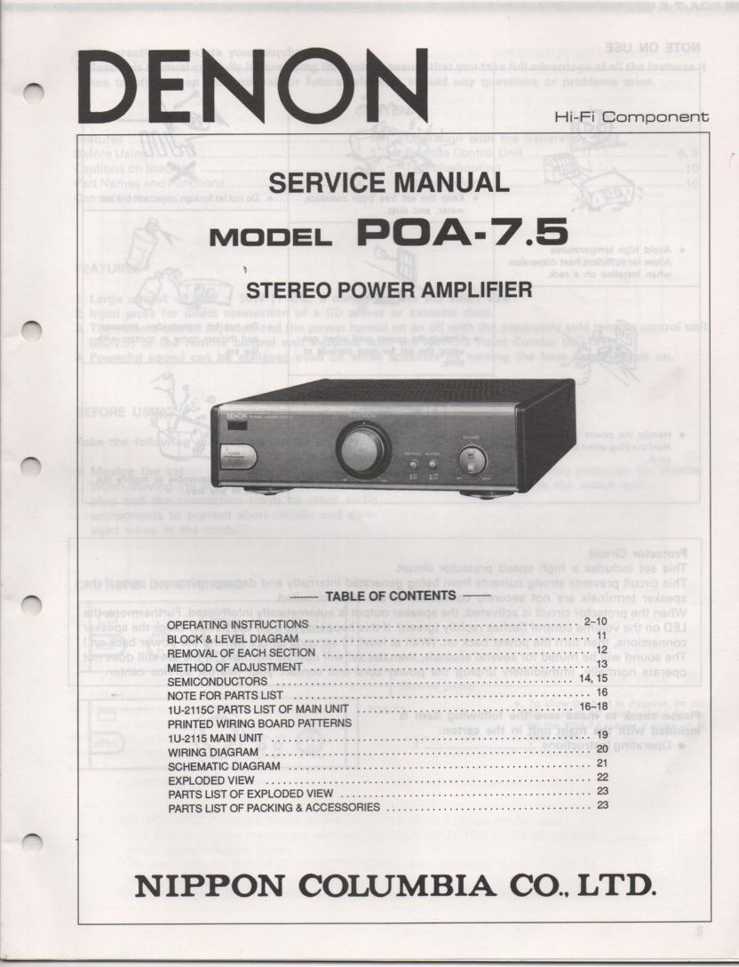 POA 7.5 Amplifier Service Manual
