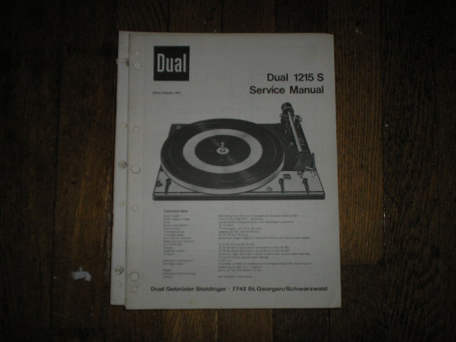 1215S 1215 S Turntable Service Manual
