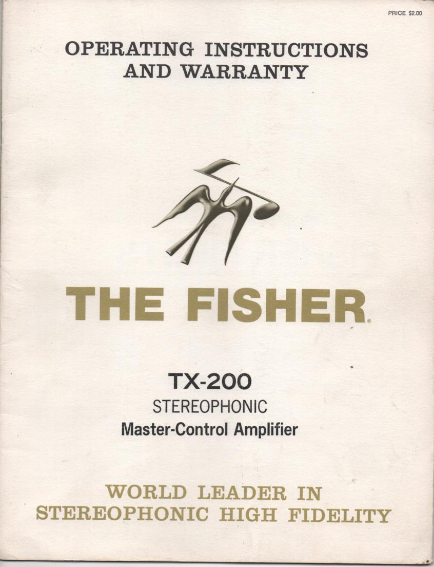 TX-200 Master Control Amplifier Operating Instruction Manual