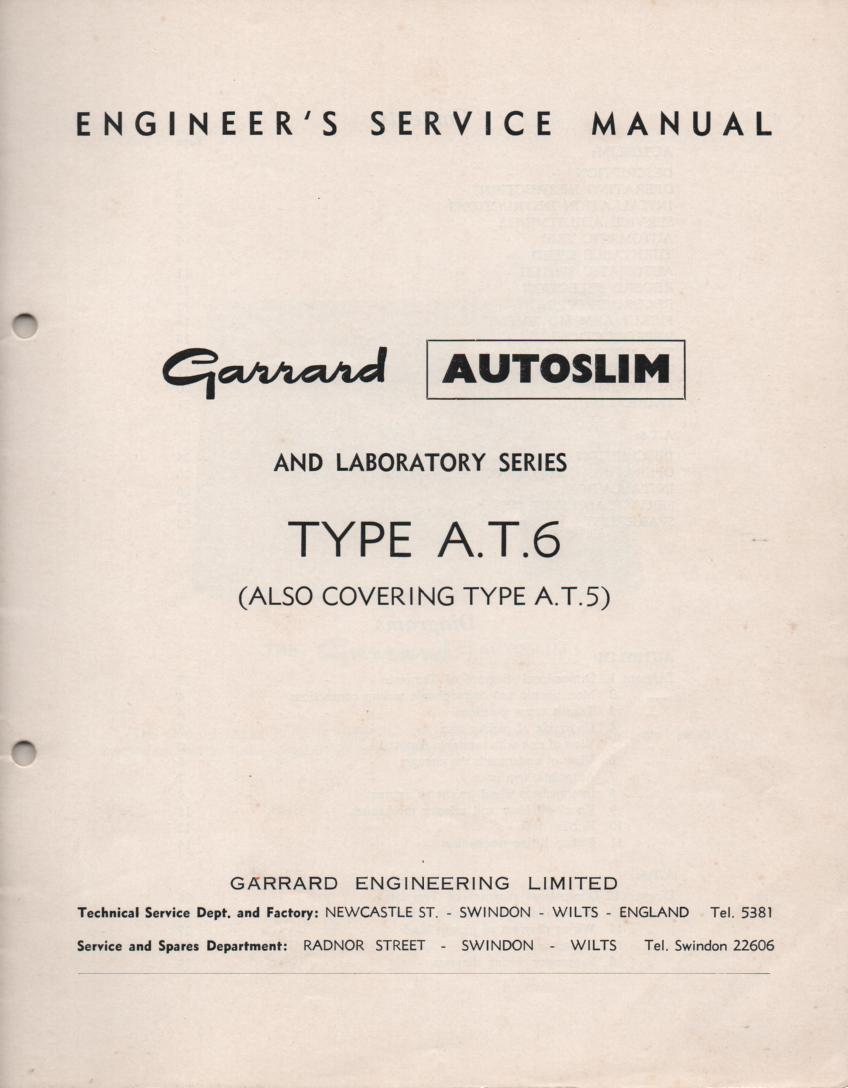 AT5 AT6 Turntable Service Manual.. 