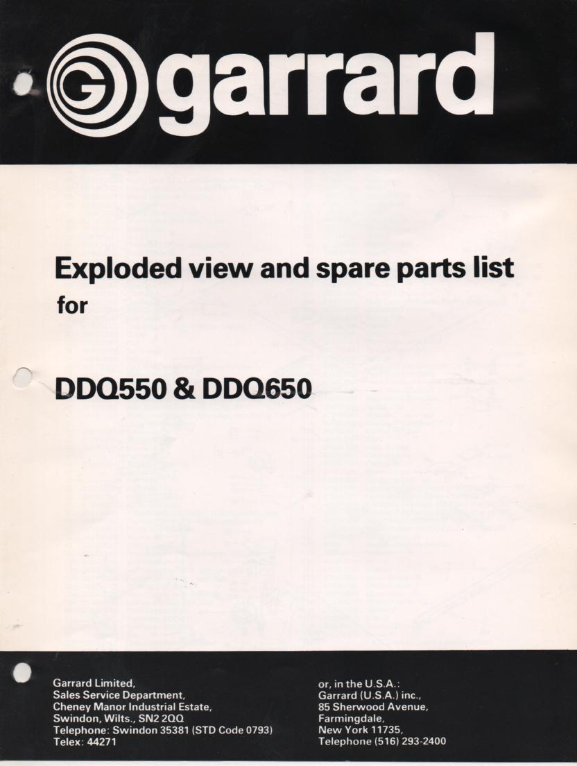 DDQ550 DDQ650 Turntable Exploded View Parts Manual