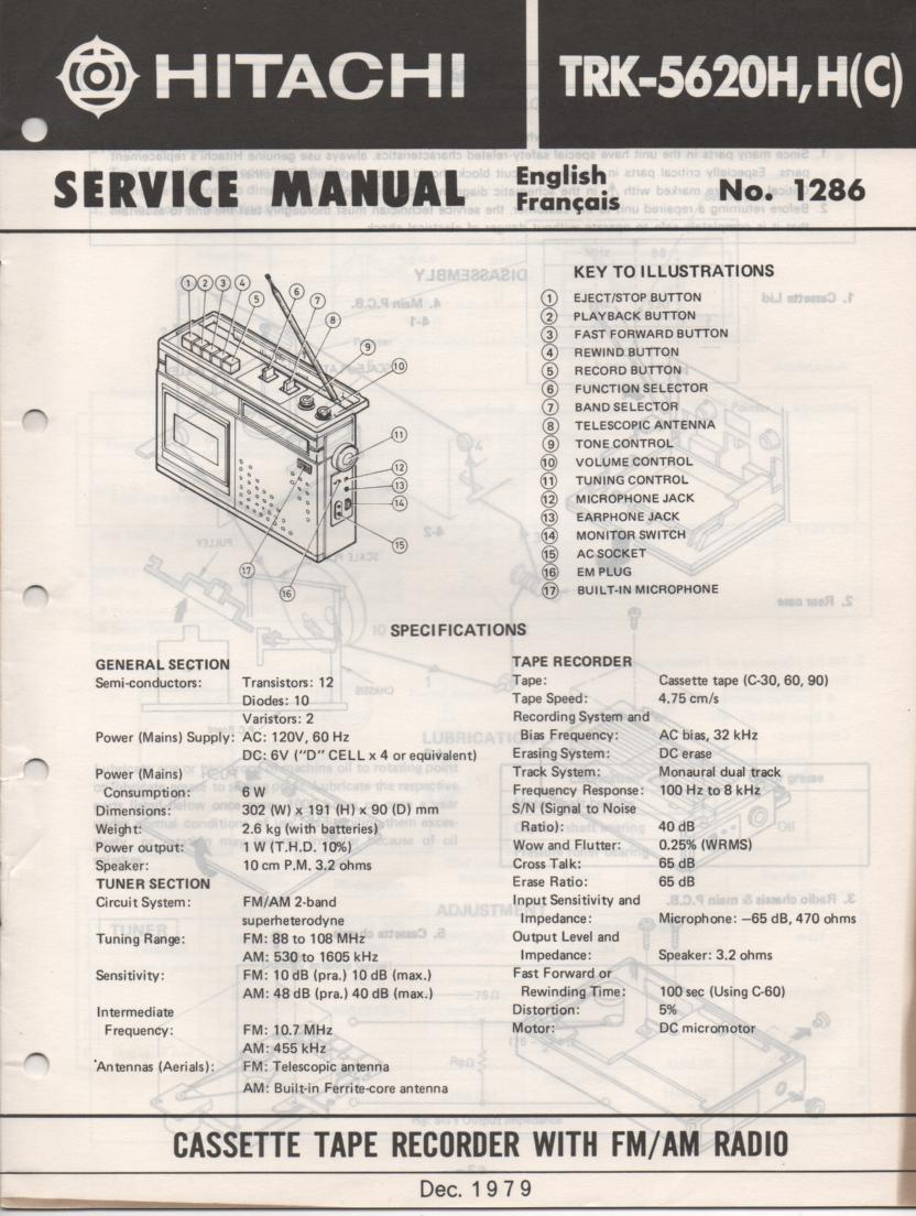 TRK-5620H TRK5620HC Radio Service Manual. Manuals is in English and French.