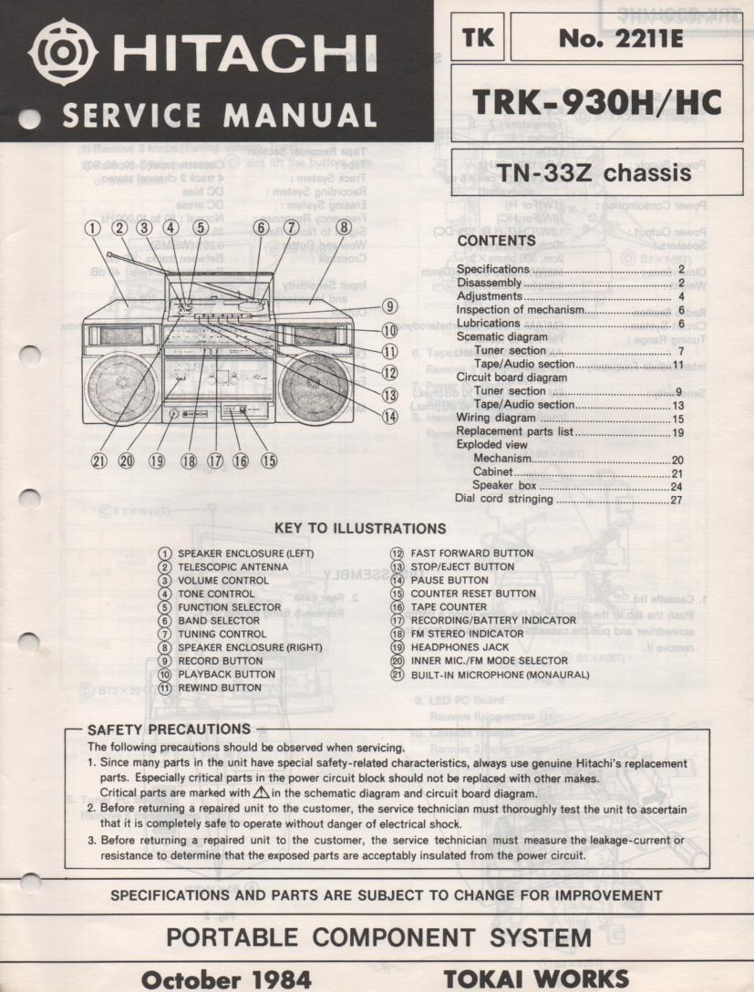 TRK-930H TRK-930HC Radio Service Manual
