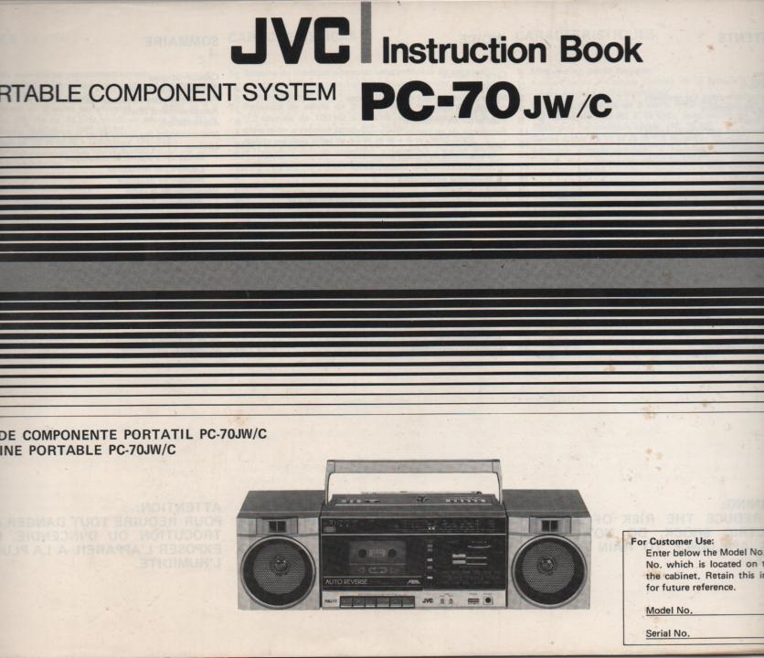 PC-70 Stereo Radio Owners Instruction Manual