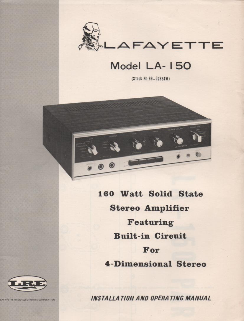 LA-150 Amplifier Owners Service Manual. This is an owners manual with a large foldout schematic