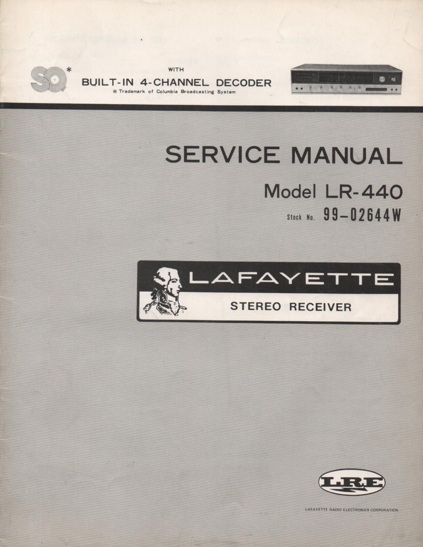 LR-440 Receiver Service Manual with large foldouts and schematic.  Stock No. 99-02644W .