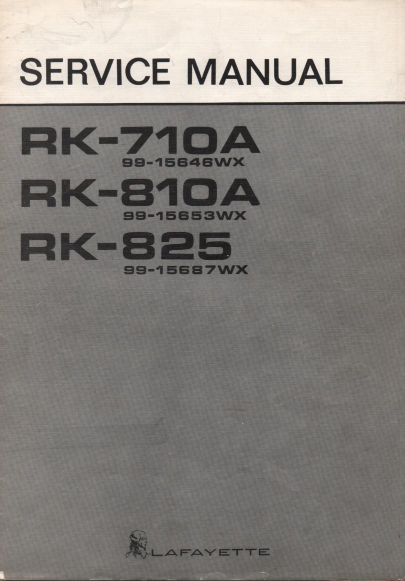 RK-810A Reel to Reel Service Manual with schematic.. Stock No. 99-15653WX .