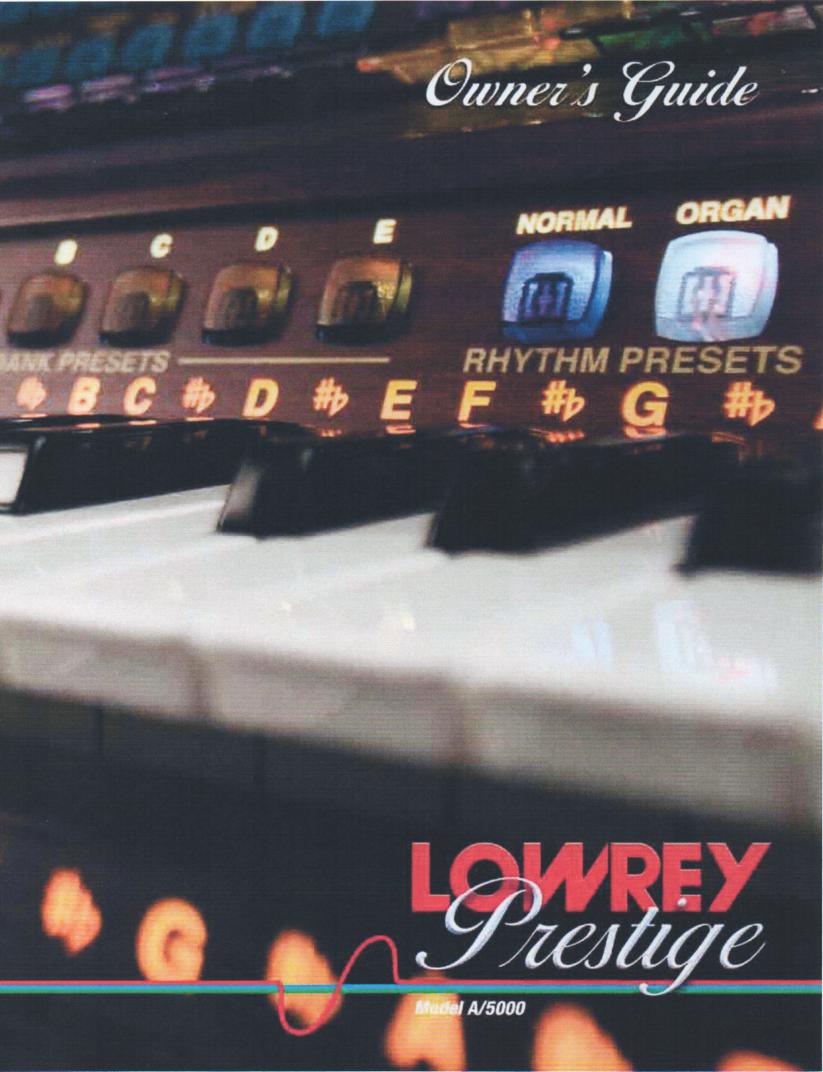 A5000 Prestige Organ Owners Manual.   171 pages