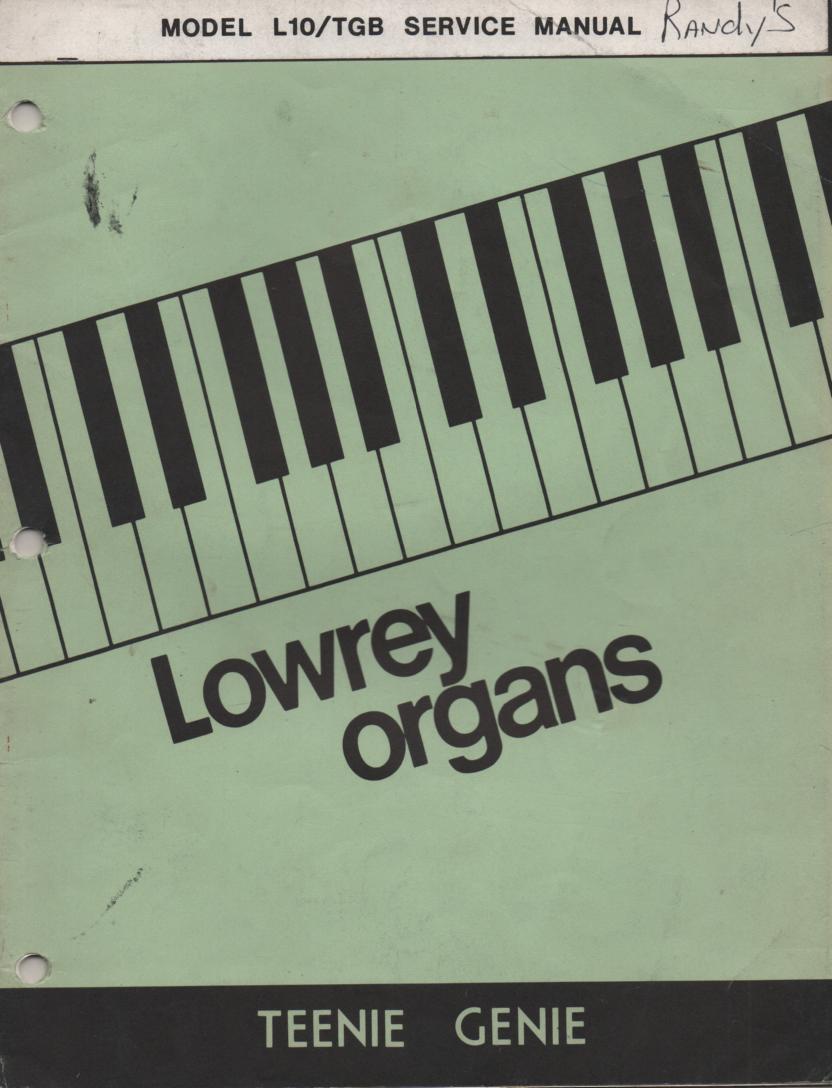 TGB L10 Teenie Genie Organ Service Manual