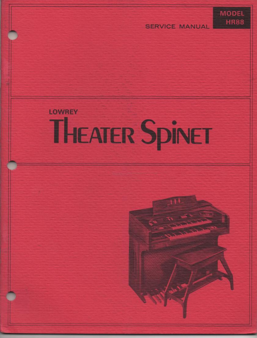 HR88 HR-88 Theater Spinet Organ Service Manual