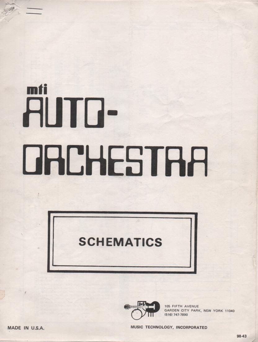 MTI Auto Orchestra Schematic Service Manual