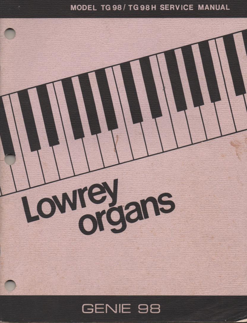 TG98 TG98H Genie 98 Organ Service Manual
