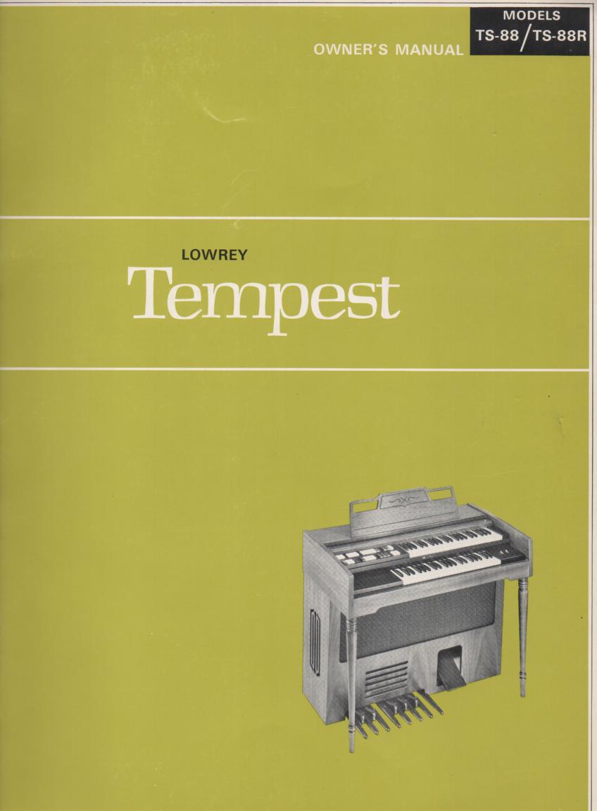 TS-88 TS-88R Tempest Organ Owners Manual