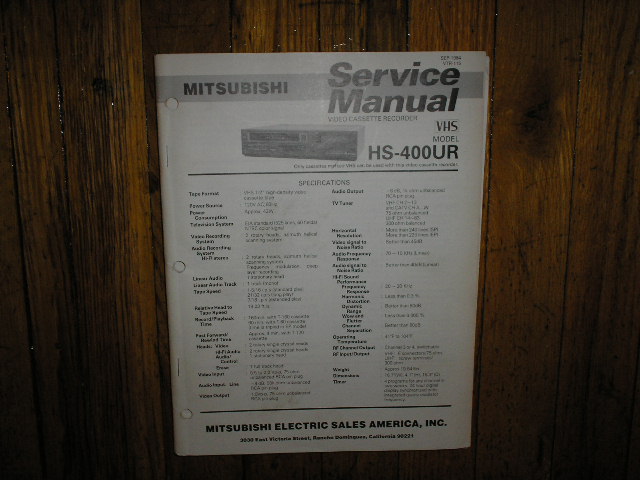HS-400UR VCR Service Manual