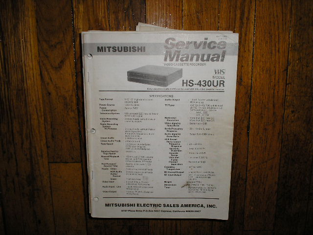 HS-430UR VCR Service Manual