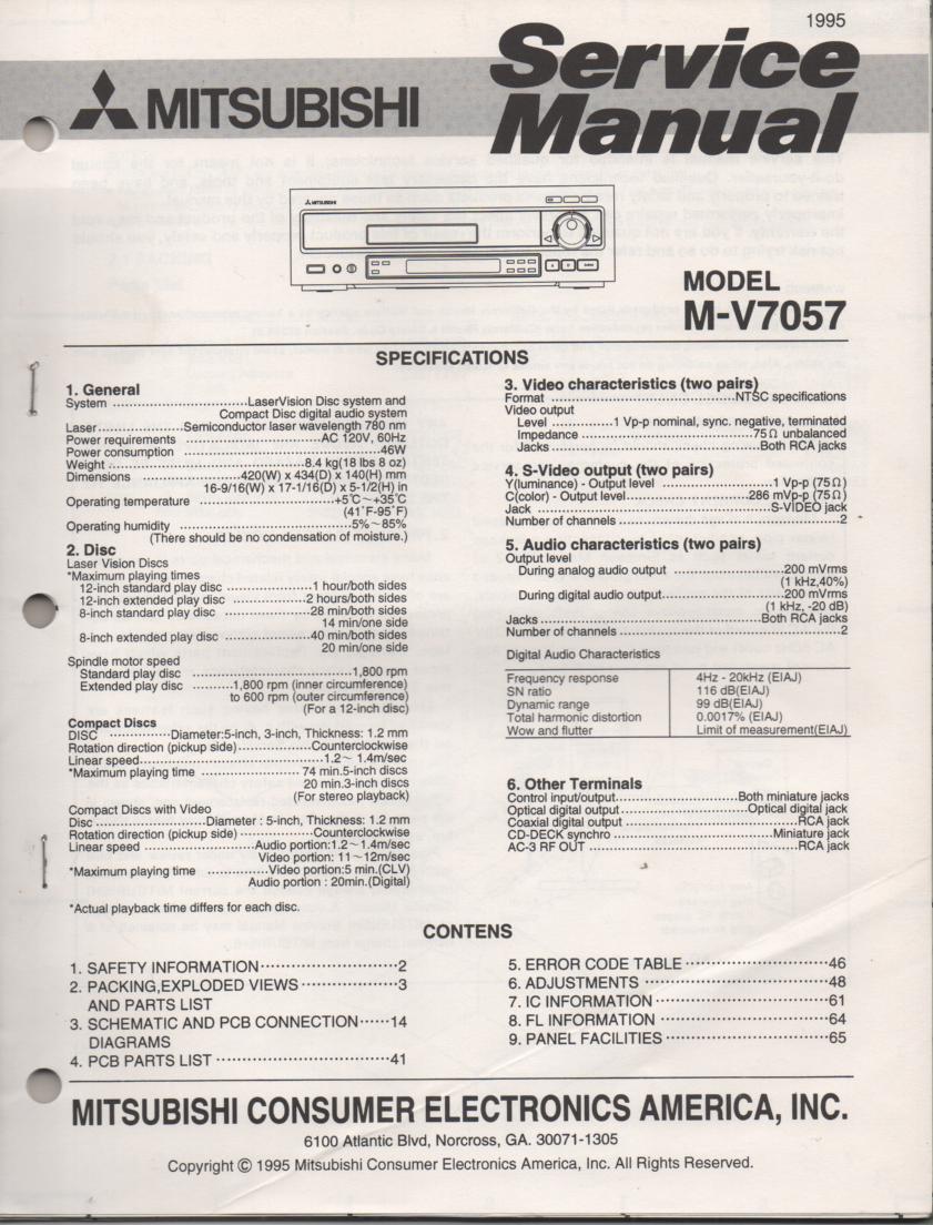 M-V7057 Laser Disc Service Manual