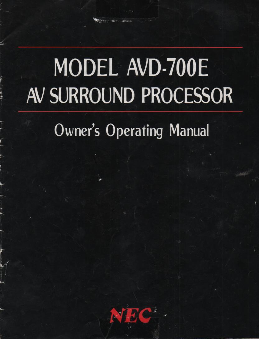 AVD-700E Surround Sound Owners Manual