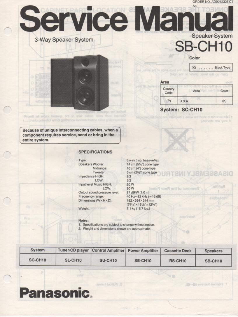 SB-CH10 Speaker System Service Manual