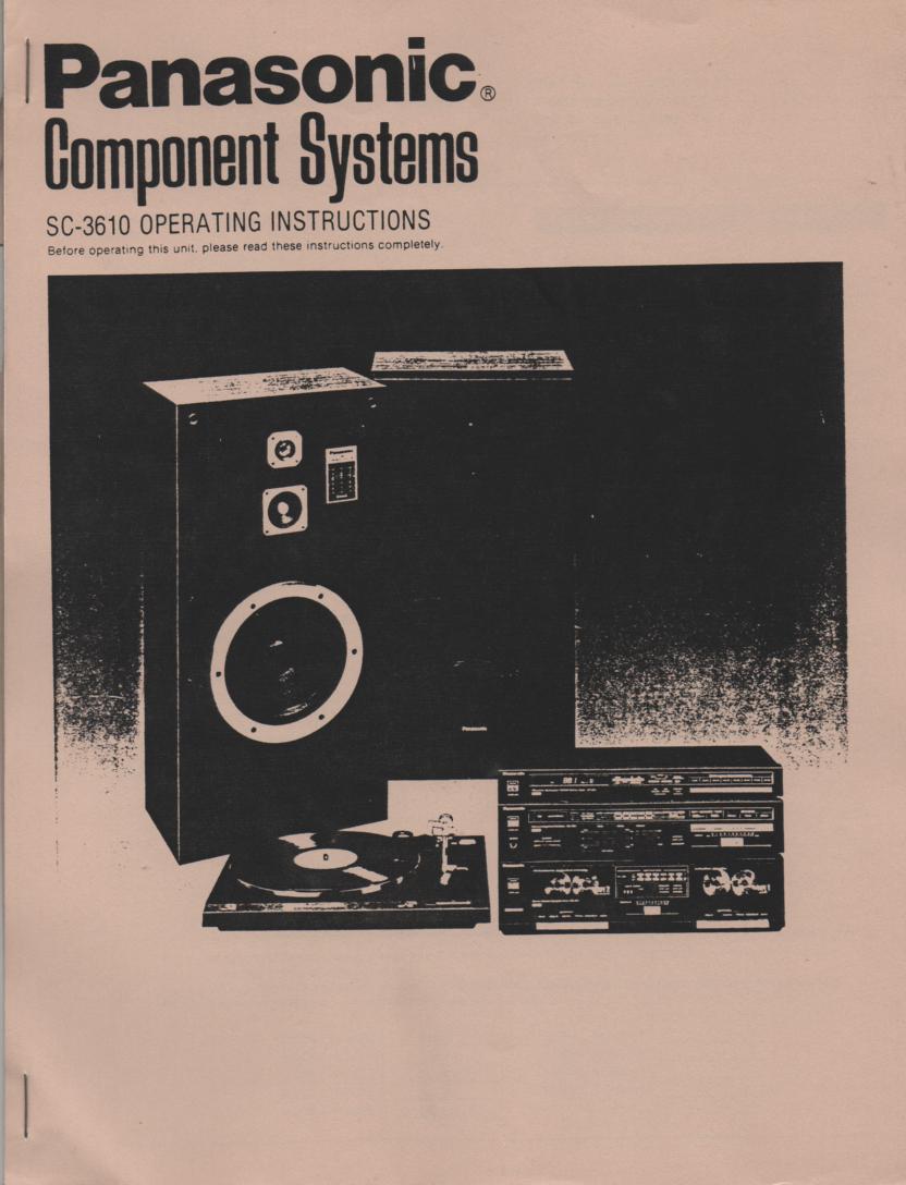 SC-3610 Stereo System Operating Instruction Manual