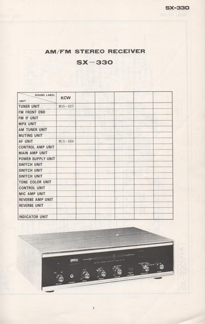 SX-330 Schematic Only. 