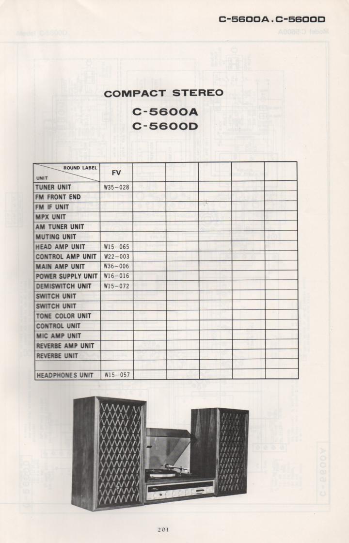 C-5600A Stereo System Schematic Manual Only.  It does not contain parts lists, alignments,etc.  Schematics only