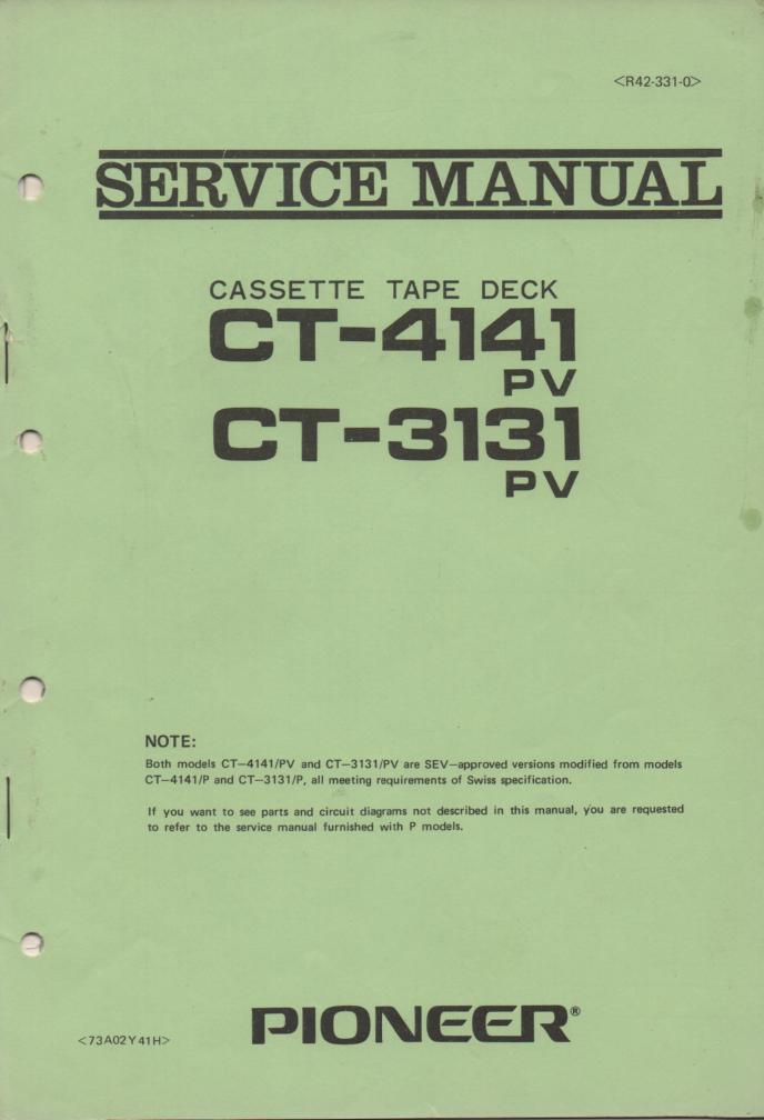 CT-3131P PV CT-4141 P PV Cassette  Deck Service Manual. R42-331-0