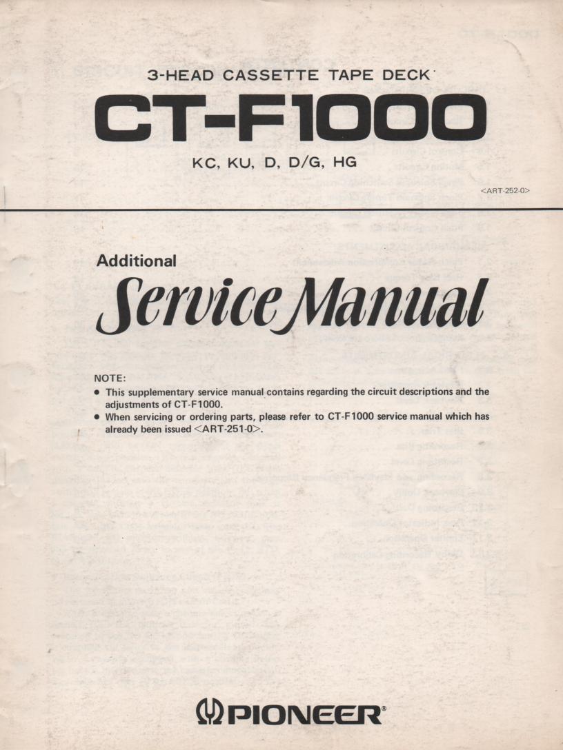 CT-F1000 Cassette Deck Service Manual 2. ART-252-0
