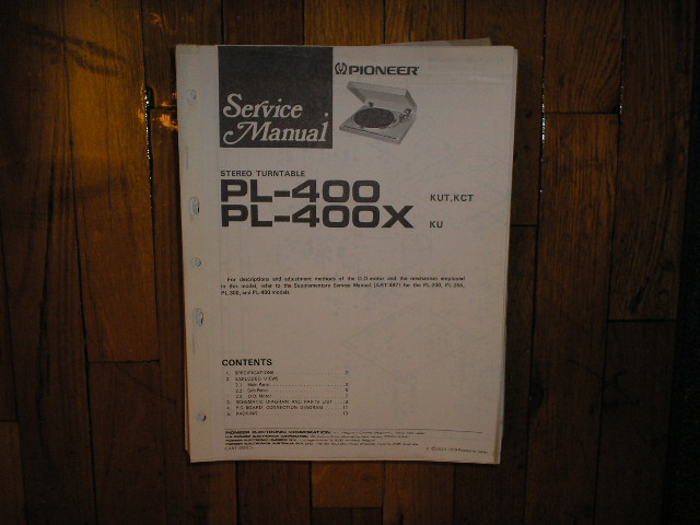 PL-400 PL-400X Turntable Service Manual