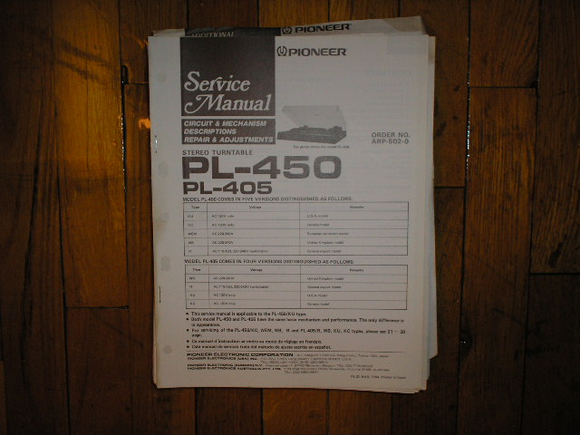 PL-405 PL-450 Turntable Service Manual