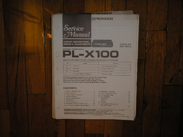 PL-X100 Turntable Service Manual