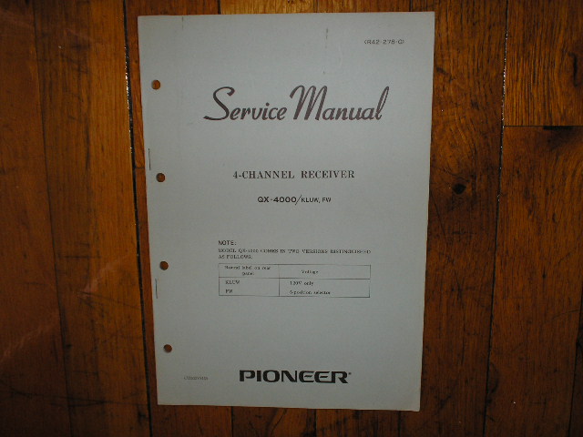 QX-4000 4-Channel Receiver Service Manual. For KLUW and FW Versions.

