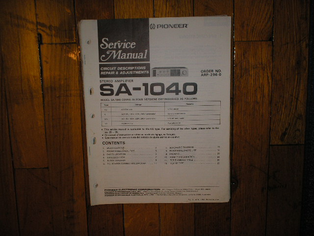 SA-1040 Amplifier Service Manual