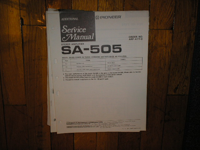 SA-505 SA-540 Amplifier Service Manual