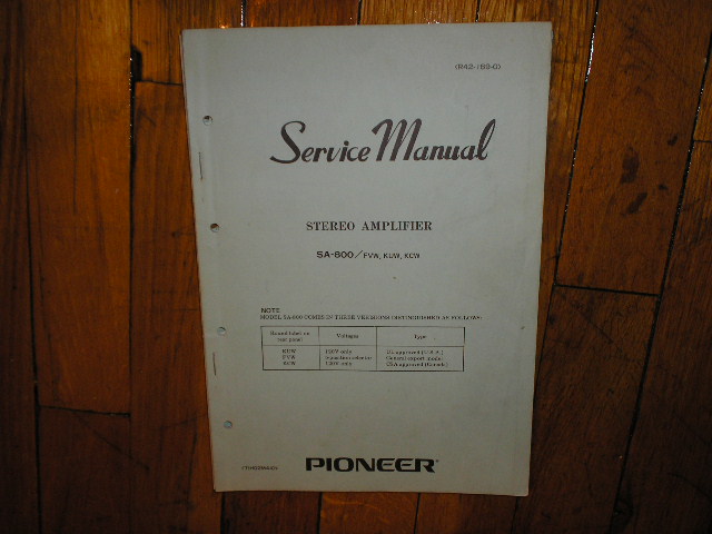 SA-800 Amplifier Service Manual for KUW KCW FVW Types