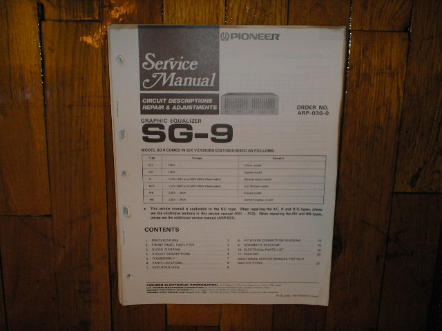 SG-9 Graphic Equalizer Service Manual