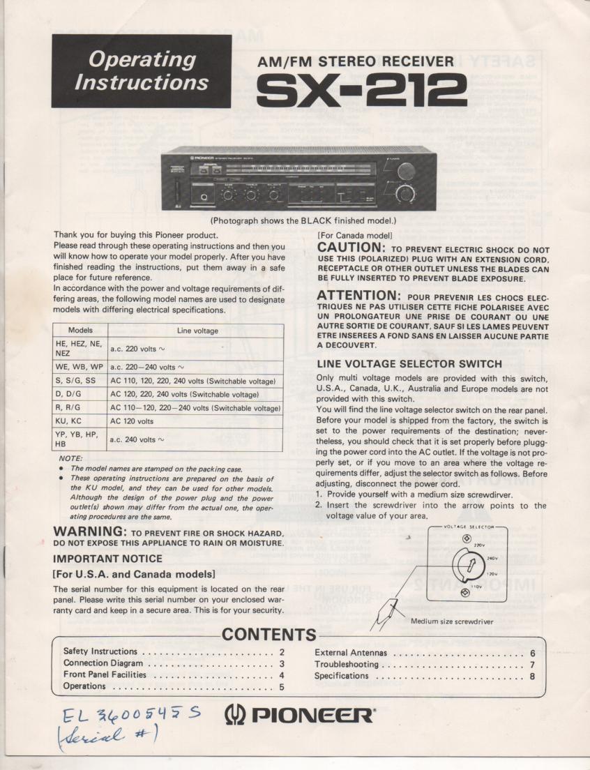 SX-212 Receiver Owners Manual