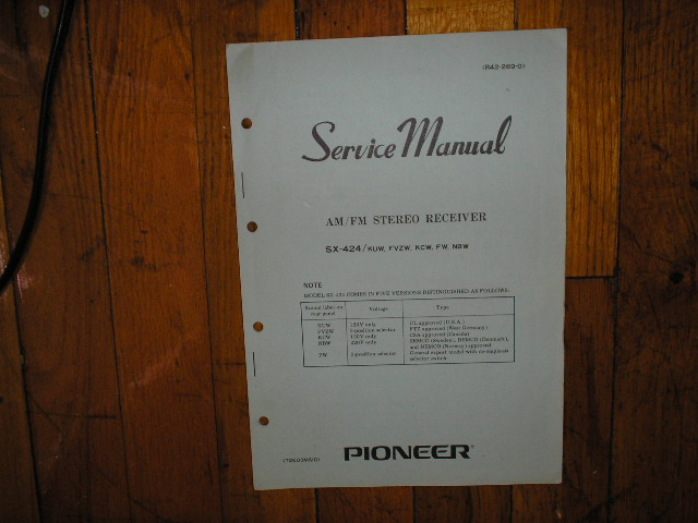 SX-424 Receiver Service Manual for KUW, FVZW, KCW, FW, NBW, Versions.