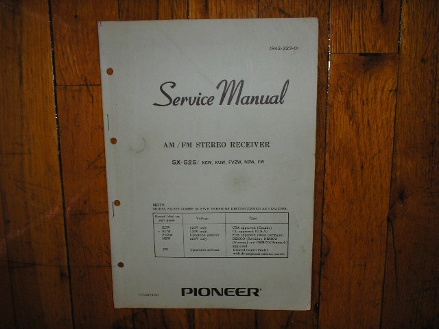 SX-525 Receiver Service Manual for KCW, KUW, FZVW, NBW, FW, Versions..
