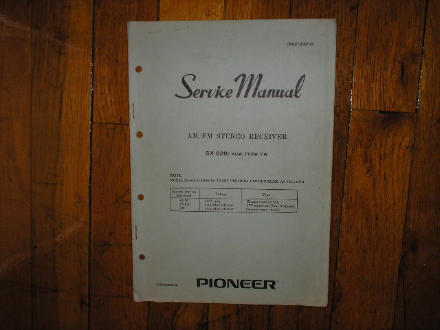 SX-828 Receiver Service Manual for KUW, FVZW, FW Versions.